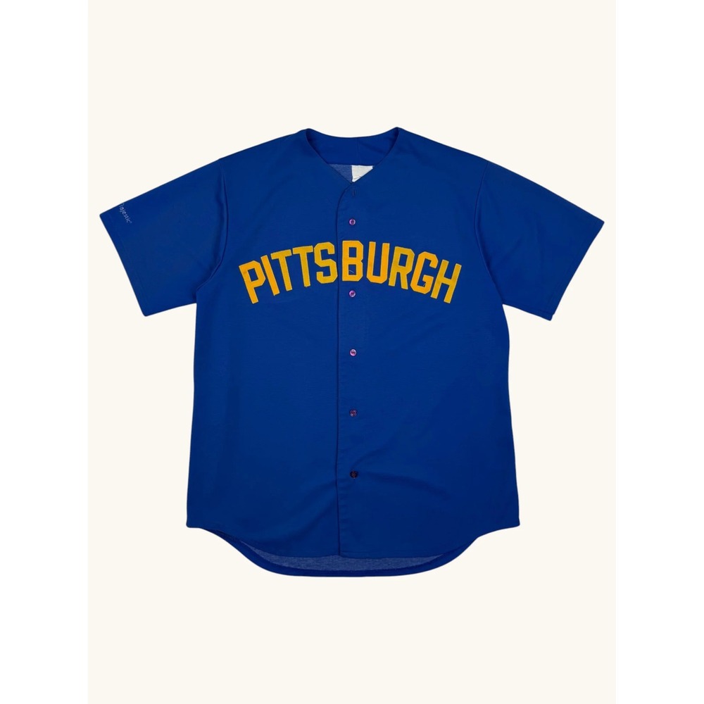 Majestic Pittsburgh Baseball Jersey Blue Yellow Button Up Mens XL